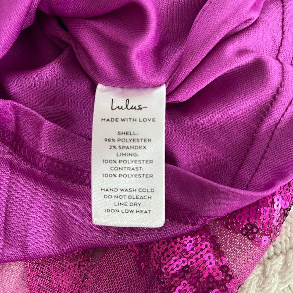 NEW! Lulus Magenta Purple Sequin Shine Lace Up Mini Dress Size Small - Picture 10 of 14